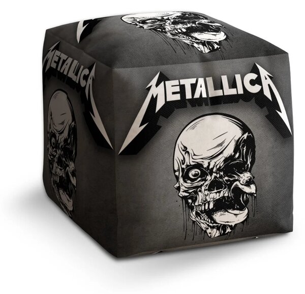 Sablio Taburet Cube METALLICA Lebka Sivá - 40x40x40 cm