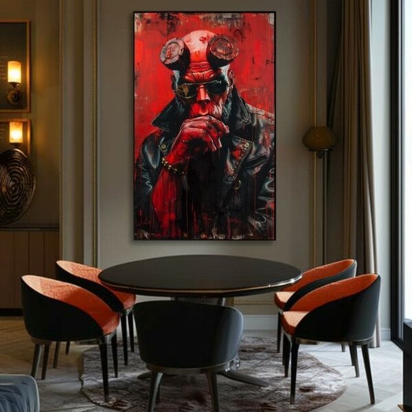 Obraz Hellboy: Pekelný bojovník | dokončené rukou umelca - 60x90 cm