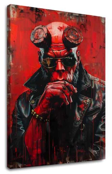 Obraz Hellboy: Pekelný bojovník | dokončené rukou umelca - 60x90 cm