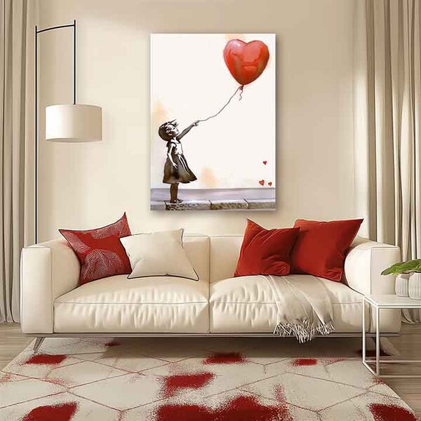 Obraz Heart Balloon Girl | Talianske plátno - 40x50 cm