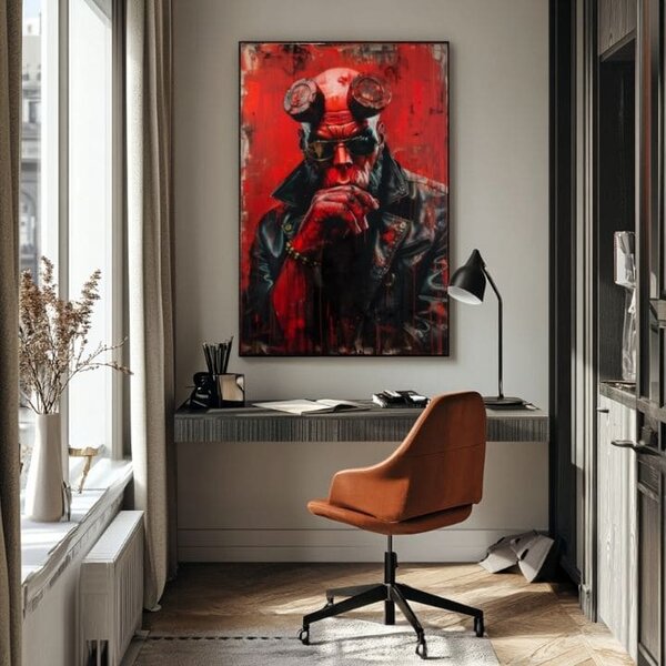 Obraz Hellboy: Pekelný bojovník | dokončené rukou umelca - 60x90 cm
