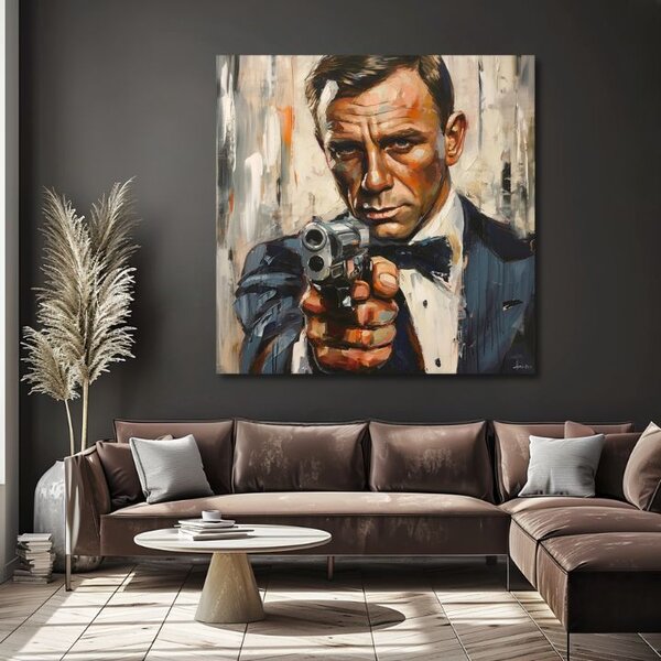 Obraz James Bond - Nebezpečná elegancia | dokončené rukou umelca - 60x60 cm