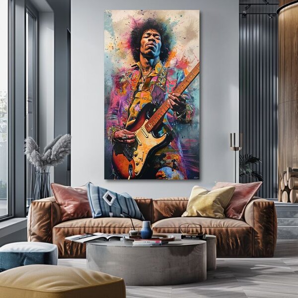 Obraz Jimi Hendrix - Ohnivé tóny | dokončené rukou umelca - 50x100 cm