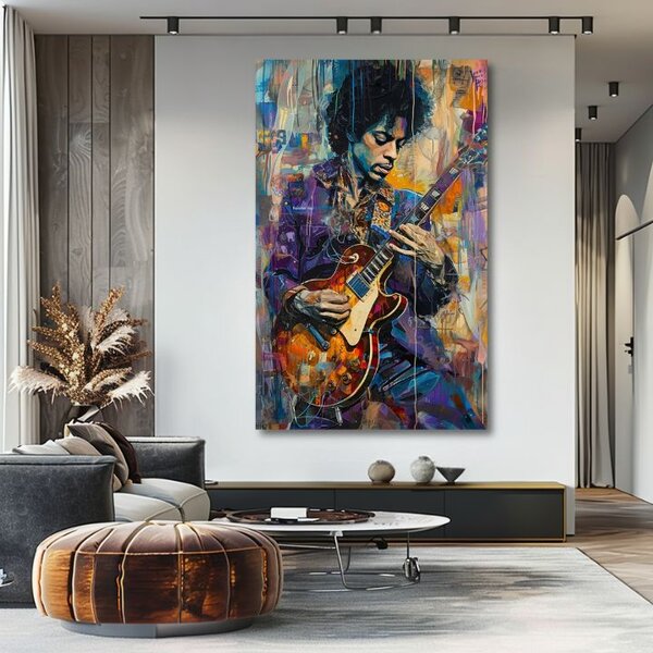 Obraz Jimi Hendrix - Gitara v plameňoch | dokončené rukou umelca - 60x90 cm