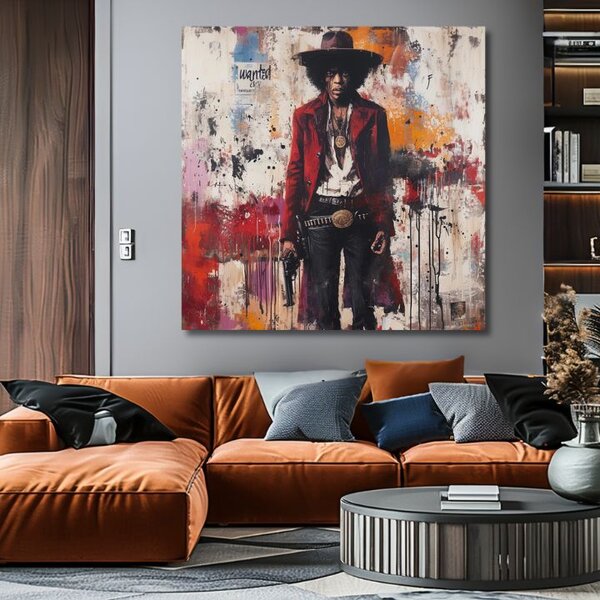 Obraz Jimi Hendrix - Divoký západ v akryle | dokončené rukou umelca - 60x60 cm