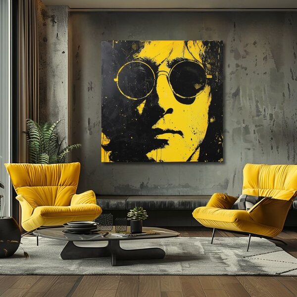 Obraz John Lennon - Žltý odraz reality | dokončené rukou umelca - 60x60 cm