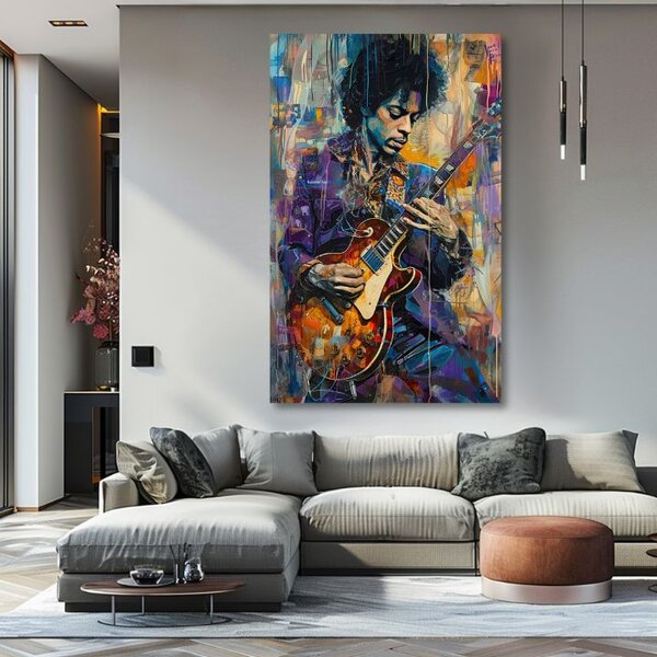 Obraz Jimi Hendrix - Gitara v plameňoch | dokončené rukou umelca - 60x90 cm