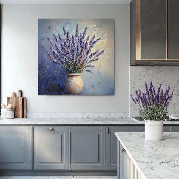 Obraz levanduľový sen | Provensálsky pokoj | dokončené rukou umelca - 40x40 cm