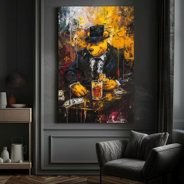 Obraz Mafia Boss Bear | dokončené rukou umelca - 60x90 cm