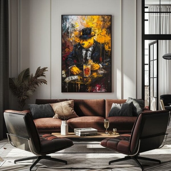 Obraz Mafia Boss Bear | dokončené rukou umelca - 60x90 cm