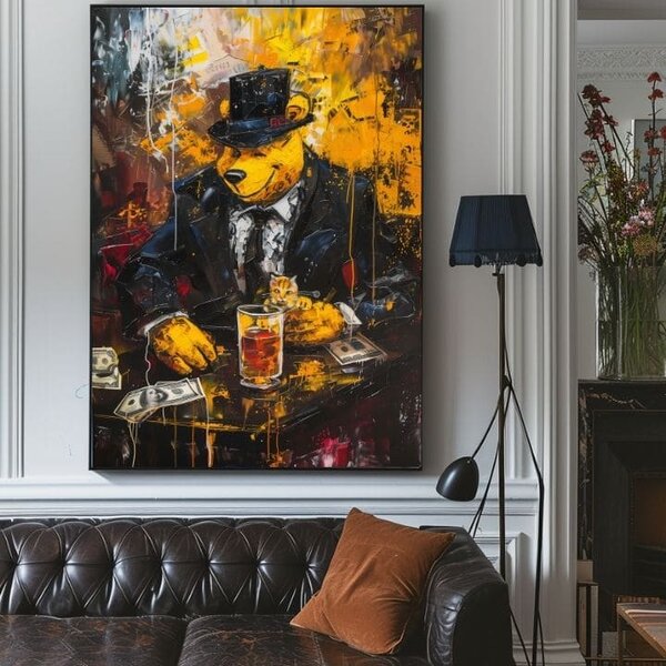 Obraz Mafia Boss Bear | dokončené rukou umelca - 60x90 cm
