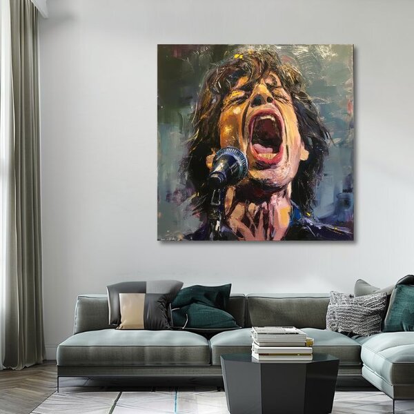 Obraz Mick Jagger - Legenda na pódiu | dokončené rukou umelca - 60x60 cm