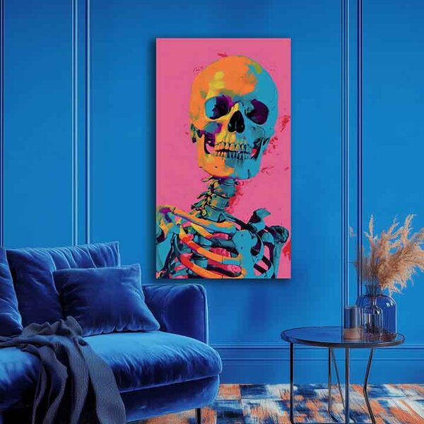 Obraz Neon Skeleton na plátne | dokončené rukou umelca - 40x80 cm