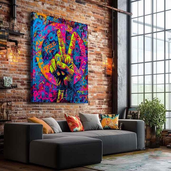 Obraz Peace Sign na plátne | dokončené rukou umelca - 40x50 cm