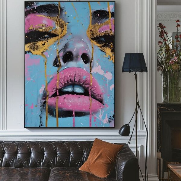 Obraz Neon Lips na plátne | dokončené rukou umelca - 40x50 cm