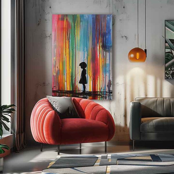 Obraz Rainbow Silhouette na plátne | dokončené rukou umelca - 40x50 cm