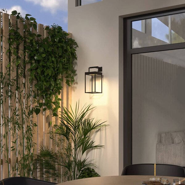Lucande LED solárne svetlo Lynzy, 38 cm, čierne, kov, IP65, Čierna, Hliník, Moderný, Solárne svietidlá