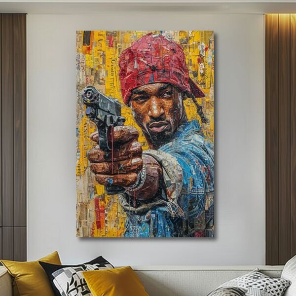 Obraz Tupac Shakur - Rapová gangster | dokončené rukou umelca - 60x90 cm