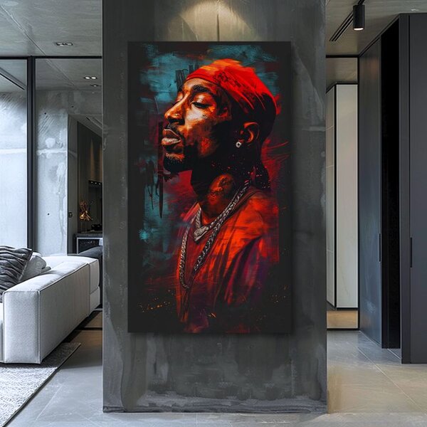 Obraz Tupac Shakur - Ikona za mikrofónom | dokončené rukou umelca - 50x100 cm