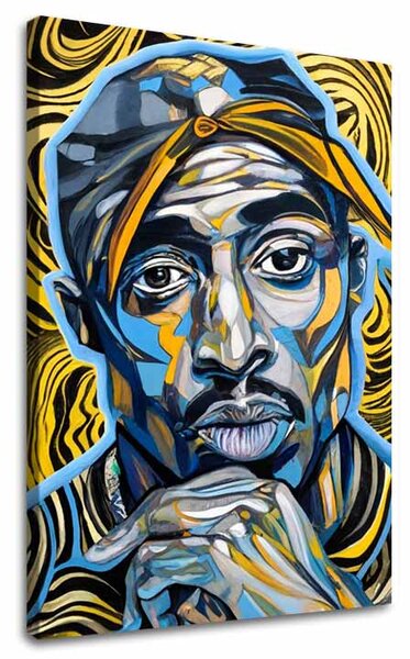 Obraz Tupac Shakur - Zlaté tóny rapu | dokončené rukou umelca - 60x90 cm