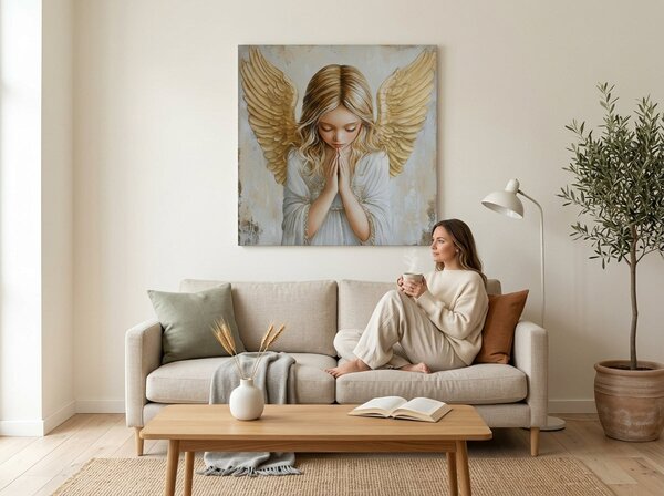 Obrazy anjelov Nebeská harmónia | dokončené rukou umelca - 60x60 cm