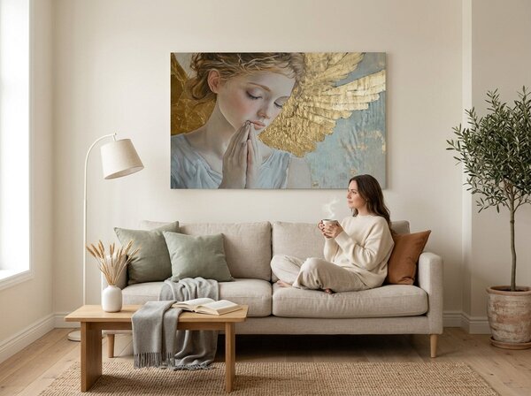 Obrazy anjelov Nebeský poklad | dokončené rukou umelca - 40x60 cm