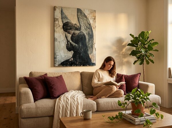 Obrazy anjelov Tichá modlitba | dokončené rukou umelca - 40x60 cm