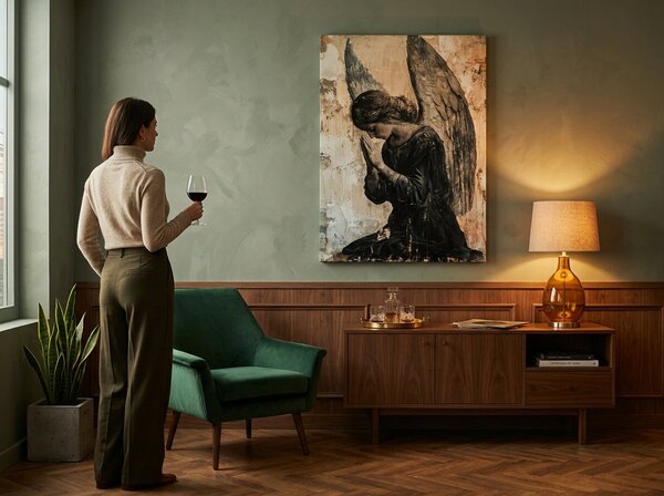 Obrazy anjelov Tichá modlitba | dokončené rukou umelca - 40x60 cm
