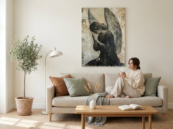 Obrazy anjelov Tichá modlitba | dokončené rukou umelca - 40x60 cm