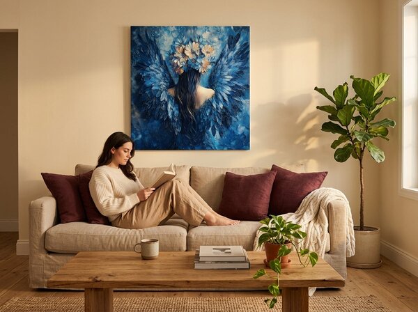 Obrazy anjelov Záhadná tvár | dokončené rukou umelca - 60x60 cm