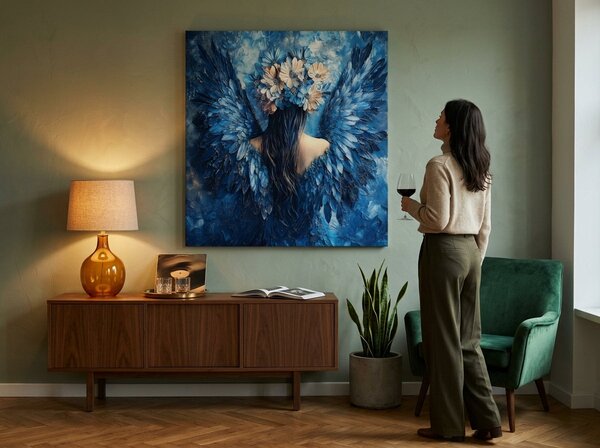 Obrazy anjelov Záhadná tvár | dokončené rukou umelca - 60x60 cm