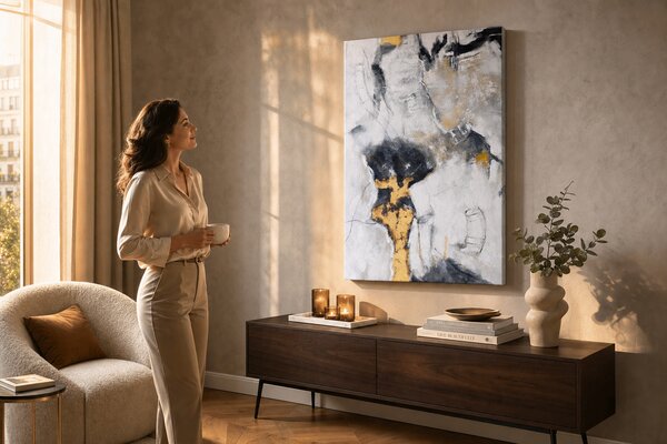 Maľovaný obraz na stenu ABSTRAKT 80x120 cm - 80×120 cm / Klasický 2 cm
