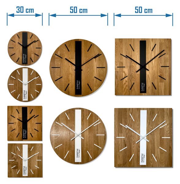 Dekorstudio Elegantné drevené hodiny DUB klasik SQ 50cm - čierne