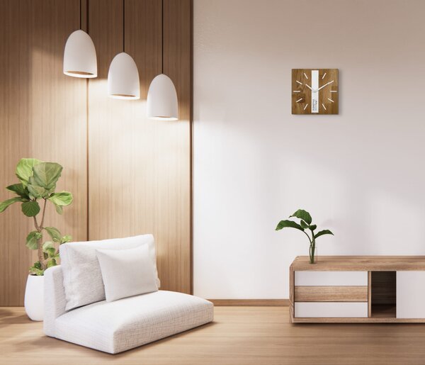 Dekorstudio Elegantné drevené hodiny DUB klasik SQ 30cm - biele