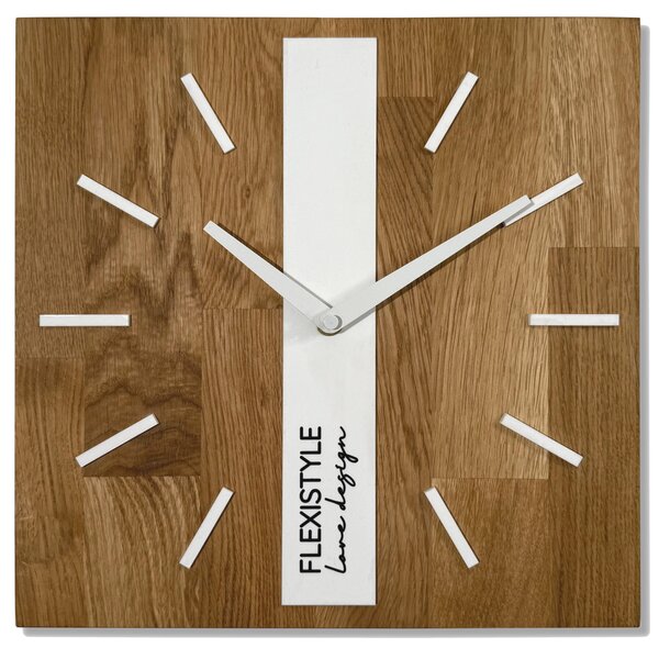 Dekorstudio Elegantné drevené hodiny DUB klasik SQ 30cm - biele