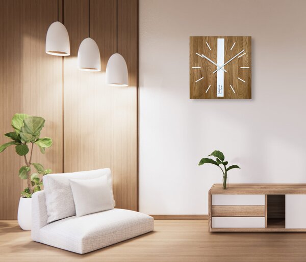 Dekorstudio Elegantné drevené hodiny DUB klasik SQ 50cm - biele