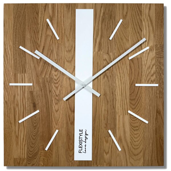 Dekorstudio Elegantné drevené hodiny DUB klasik SQ 50cm - biele