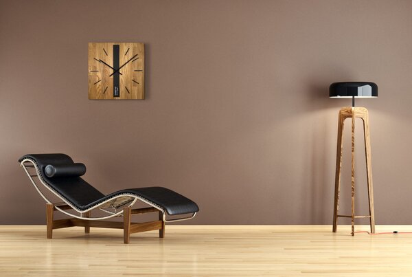 Dekorstudio Elegantné drevené hodiny DUB klasik SQ 50cm - čierne