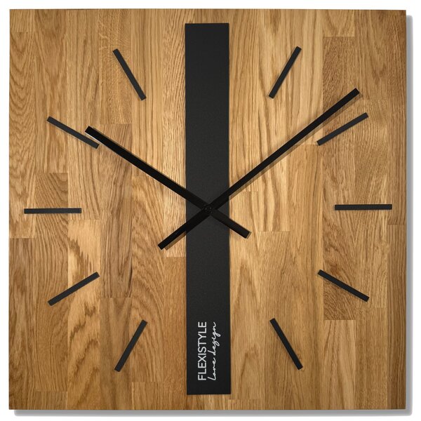 Dekorstudio Elegantné drevené hodiny DUB klasik SQ 50cm - čierne