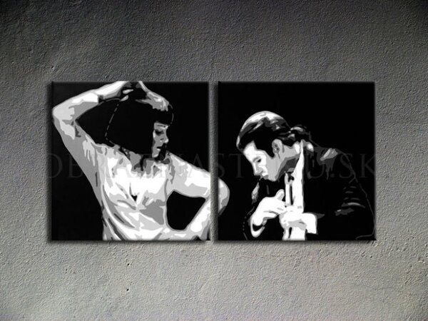 Ručne maľovaný POP Art obraz Pulp Fiction 100x50 cm