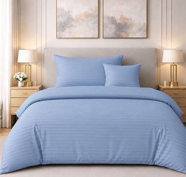 Sendia Textil Damaškové obliečky - BLUE | Na gombíky | 1cm prúžok | 3-dielný set Obsah balenia: Štandardný rozmer 1x 140x200cm + 1x 70x90cm + 1x 40x50cm