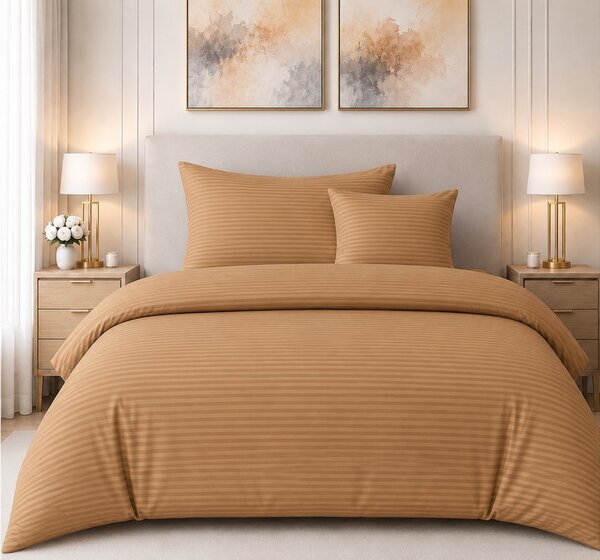 Sendia Textil Damaškové obliečky - BROWN | Na gombíky | 1cm prúžok | 3-dielný set Obsah balenia: Štandardný rozmer 1x 140x200cm + 1x 70x90cm + 1x 40x50cm