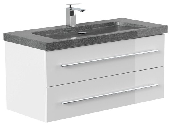 SKRINKA S UMÝVADLOM, biela s vysokým leskom, biela s vysokým leskom, 100 cm MID.YOU - Kúpeľňové skrinky, Online Only