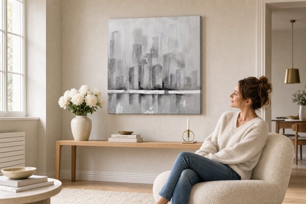 Maľovaný obraz na stenu MESTO 75x75 cm - 75×75 cm / Klasický 2 cm