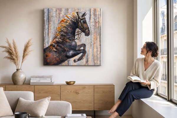 Maľovaný obraz na stenu KÔŇ 75x75 cm 120x40 cm - 75×75 cm / Klasický 2 cm