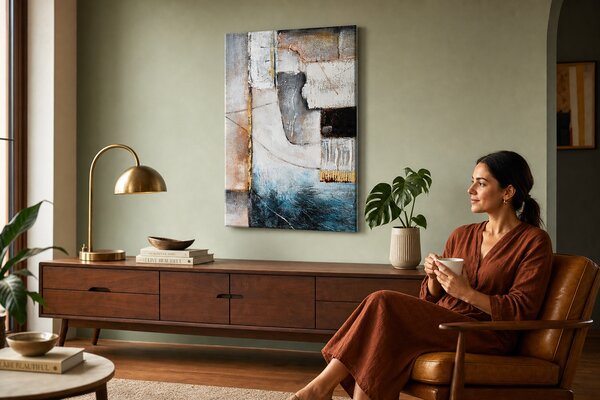 Maľovaný obraz na stenu ABSTRAKT 60x90 cm - 60×90 cm / Klasický 2 cm