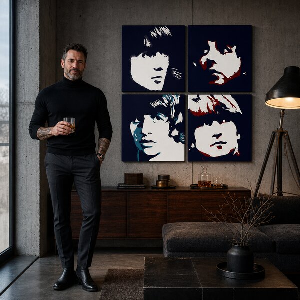 Ručne maľovaný POP Art obraz Beatles - obraz Beatles