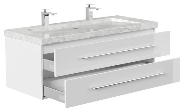 SKRINKA S UMÝVADLOM, biela s vysokým leskom, biela s vysokým leskom, 130 cm MID.YOU - Kúpeľňové skrinky, Online Only