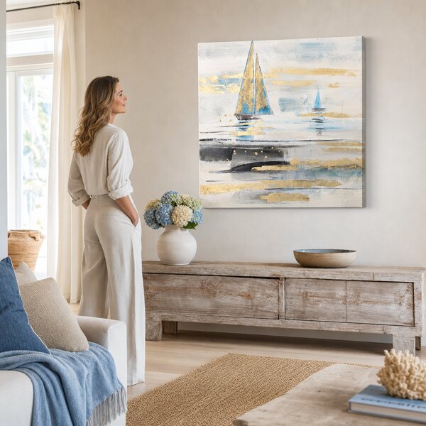Maľovaný obraz na stenu LODE 80x80 cm - 80×80 cm / Klasický 2 cm