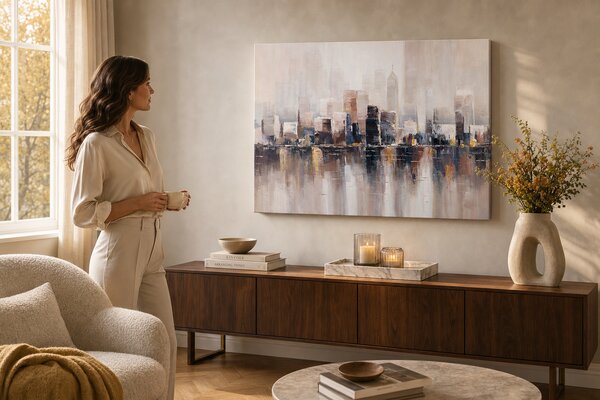 Maľovaný obraz na stenu VEĽKOMESTO 120x90 cm - 120×90 cm / Klasický 2 cm